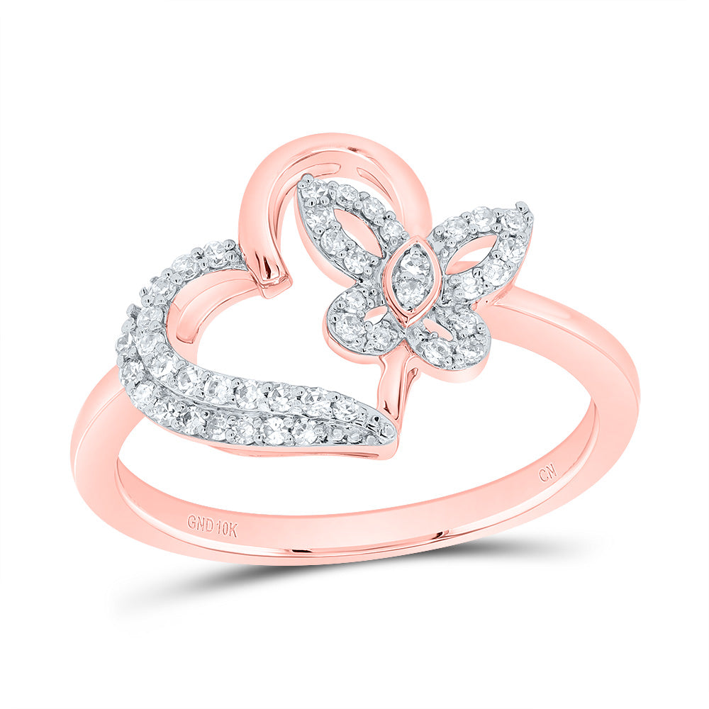 1/5Ctw-Nat Diamond Gift Butterfly Heart Ring (2.48 grams)