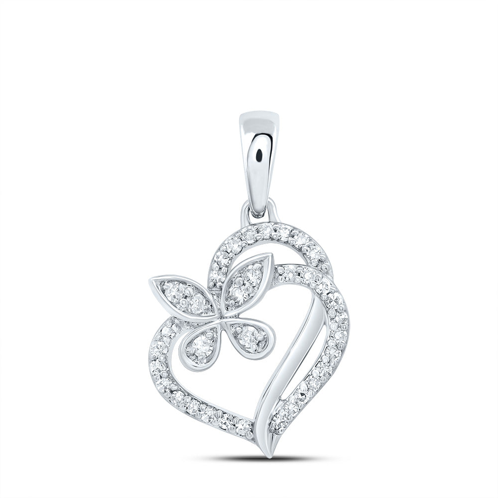 10Kt Gold 1/8Ctw-Diamond Gift Butterfly Heart Pendant