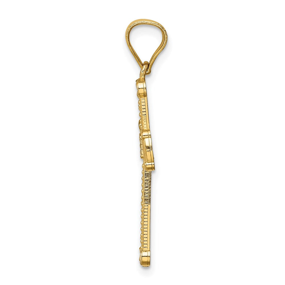 14k Yellow & Rhodium 17 mm Cross Pendant (1.39 grams)
