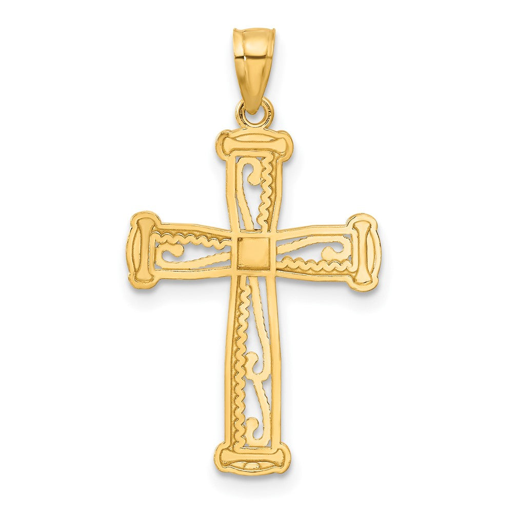 14k Yellow & Rhodium 17 mm Cross Pendant (1.39 grams)