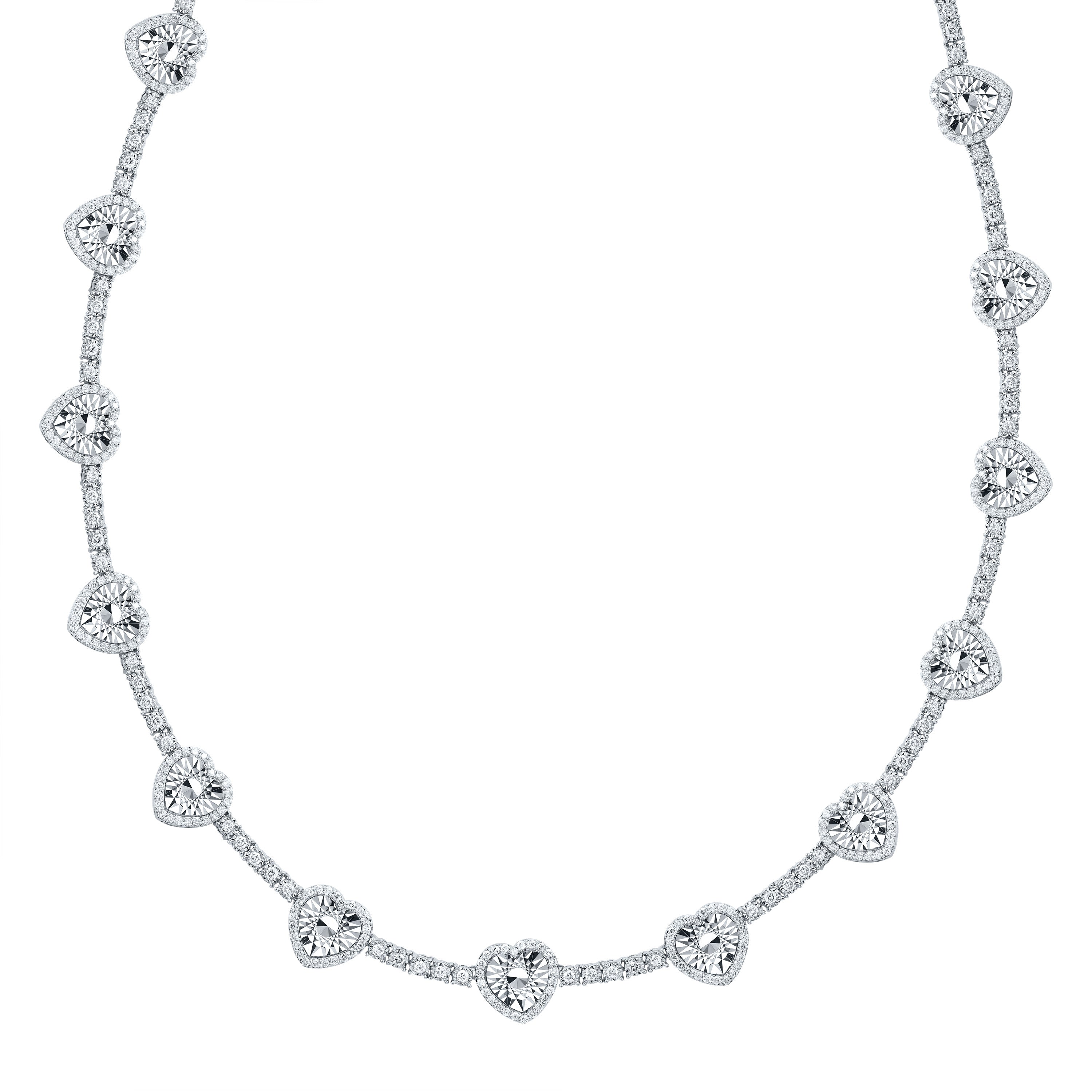 10Kt Gold 5Ctw-Dia Nk Fashion Heart Necklace (18 Inch)