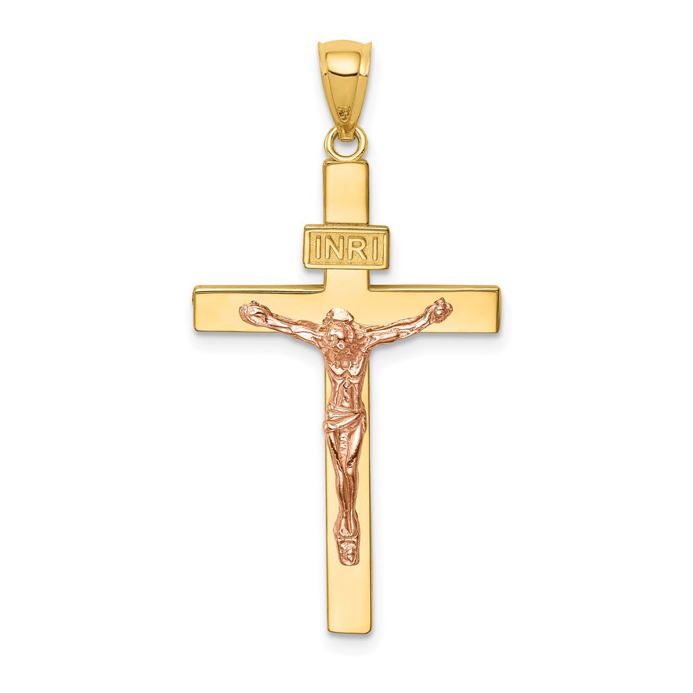 14k Two-tone 19 mm Two-tone INRI Jesus Crucifix Pendant