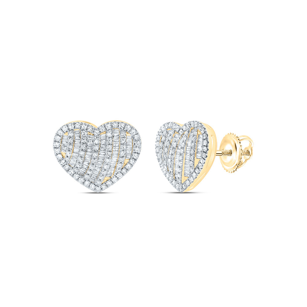 10Kt Gold 7/8Ctw-Dia Cn Fashion Heart Stud Earring