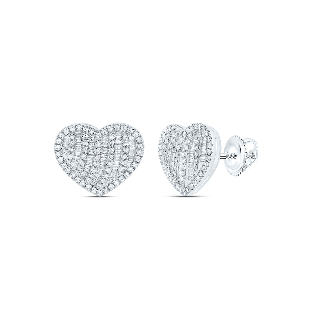 10Kt Gold 7/8Ctw-Dia Cn Fashion Heart Stud Earring