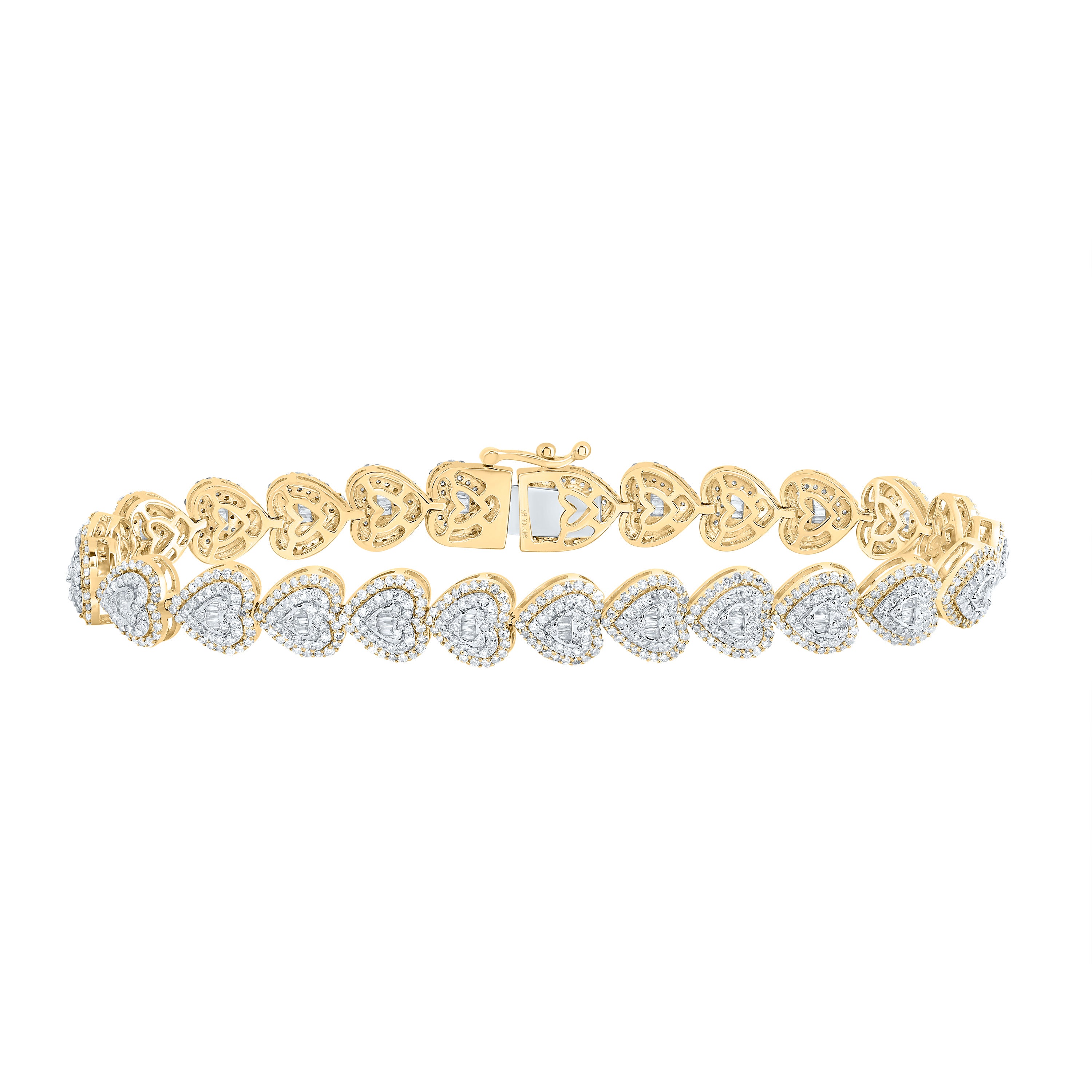 10Kt Gold 3 Ctw-Dia Nk Heart Bracelet(7Inch)