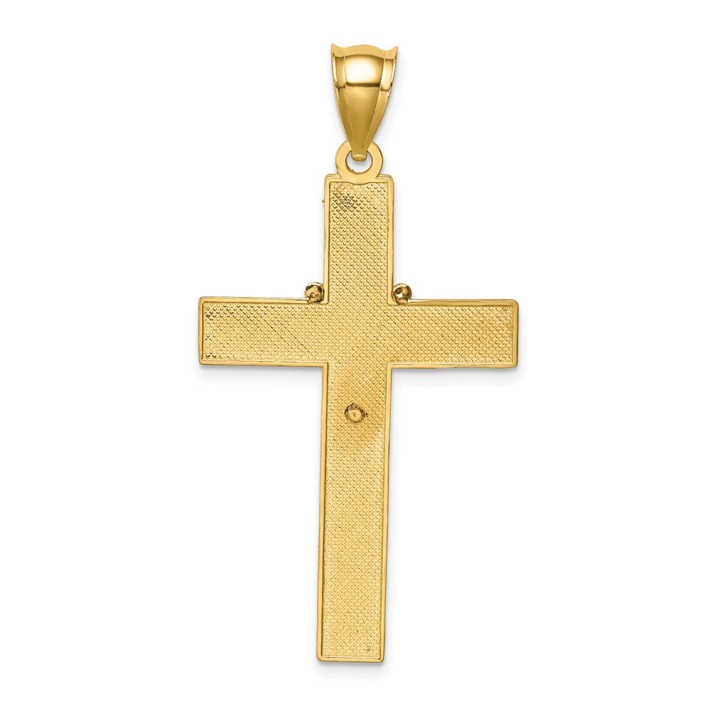 14k Yellow & Rhodium 23.85 mm Cross w/Rosary Pendant (2.88 grams)