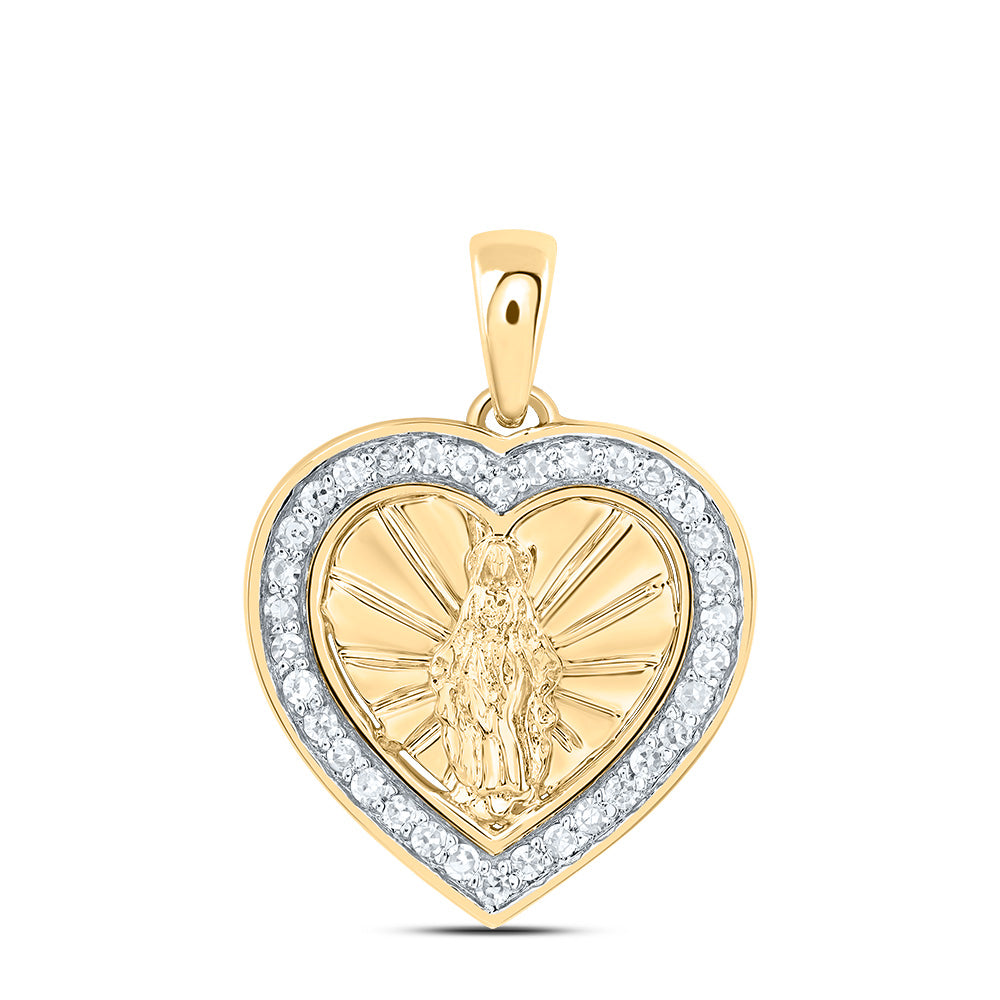10Kt Gold 1/6Ctw-Dia Nk Gift Heart Jesus Pendant