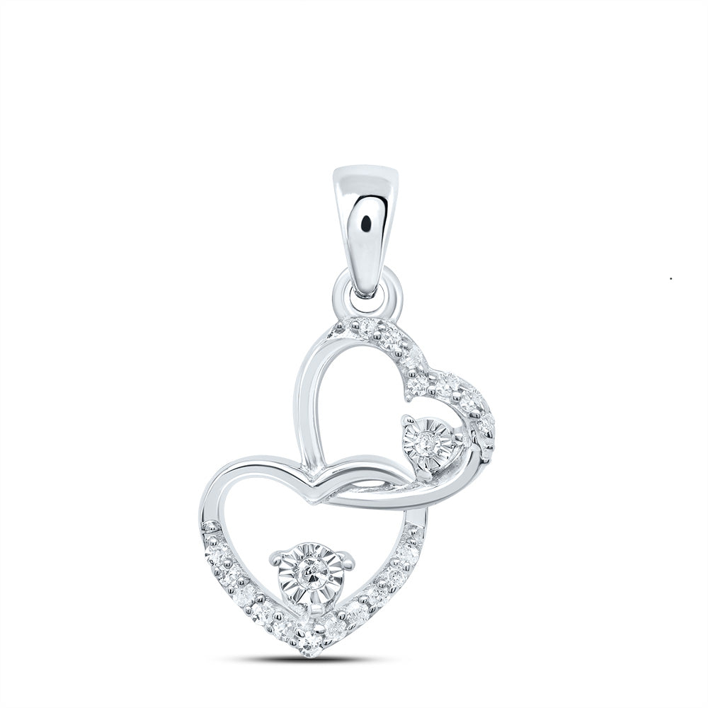 Sterling Silver 1/12Ctw-Dia P1 Gift Heart Pendant