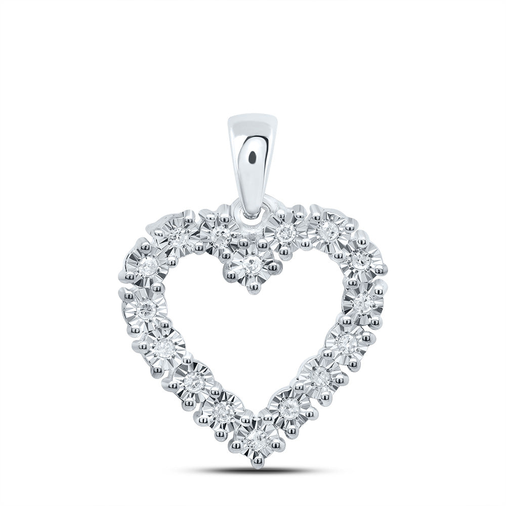Sterling Silver 1/10Ctw-Diamond Gift Heart Pendant