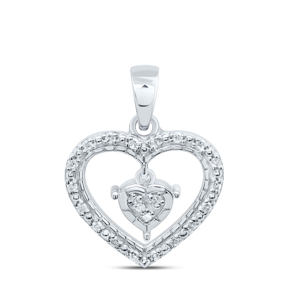 Sterling Silver 1/10Ctw-Dia P1 Gift Heart Pendant