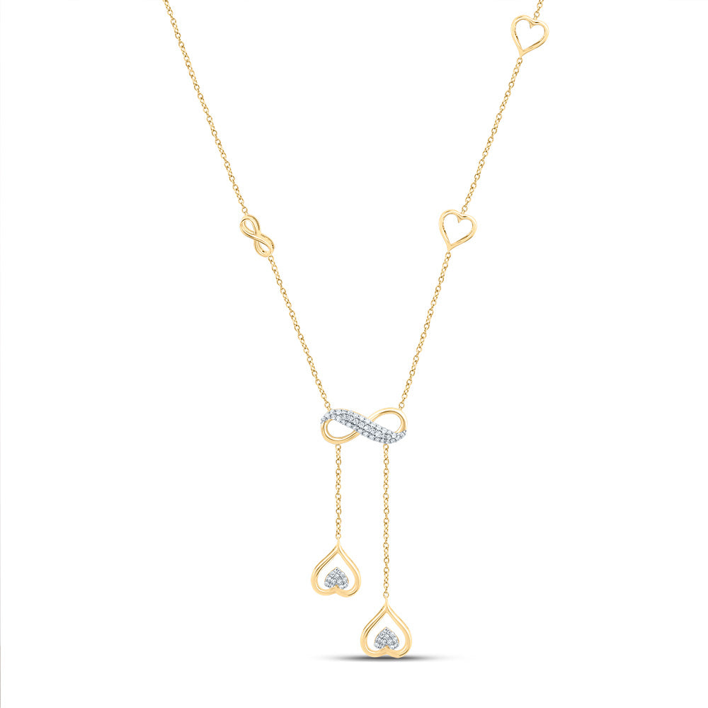10Kt Gold 1/5Ctw-Dia Cn Gift Heart Infinity Necklace(16 Inch)