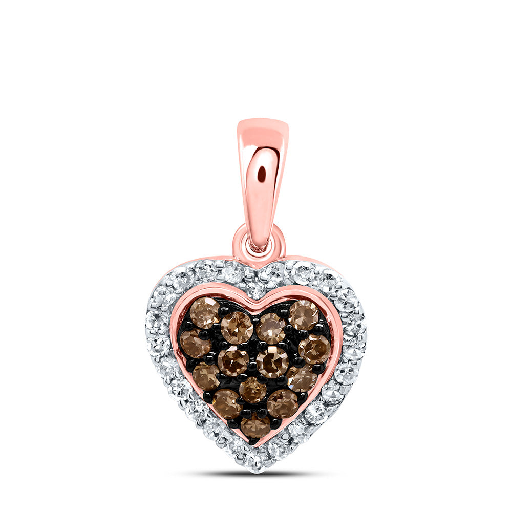 1/4Ctw-Nat Dia P1 Gift Cognac Natural Heart Pendant (0.6892 grams)