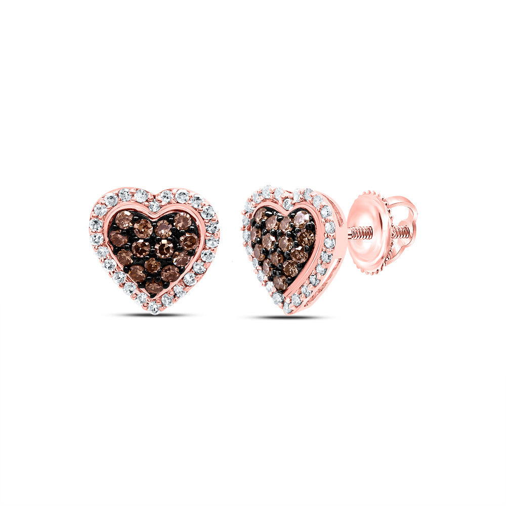 10Kt Gold 1/2Ctw-Dia P1 Gift Cognac Heart Stud Earring