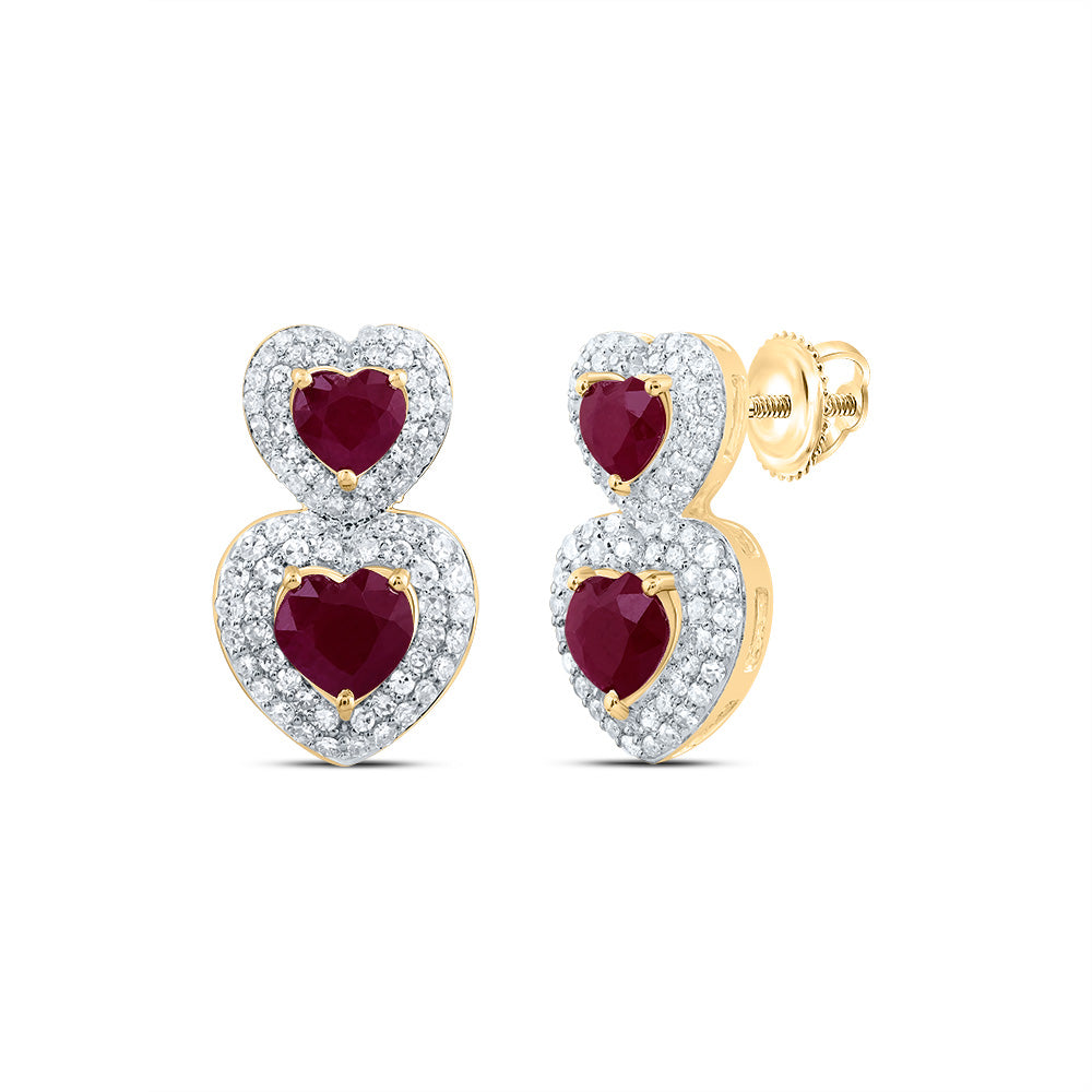 1/2Ctw-Nat Diamond 1 5/8Ctw Hs-Ru Nat Gem Fashion Heart Earring