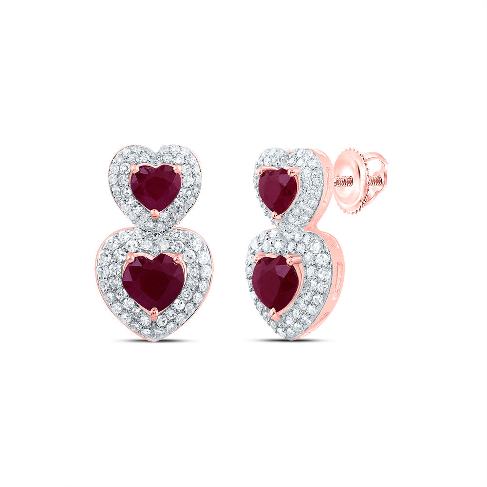 1/2Ctw-Nat Diamond 1 5/8Ctw Hs-Ru Nat Gem Fashion Heart Earring
