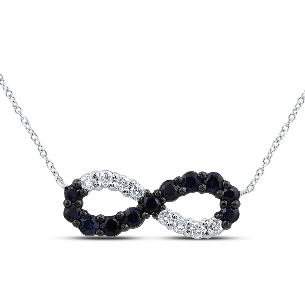 10Kt Gold 1/8Ctw-Diamond 3/8Ct Rd-Bs Nat Gem Gift Infinity Necklace (18 Inch)