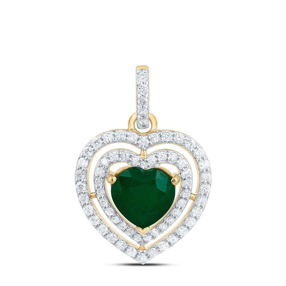 1/2Ctw-Nat Dia Cn 7.50 Mm Hs-Em Nat Gem Fashion Heart Pendant (1.91 grams)