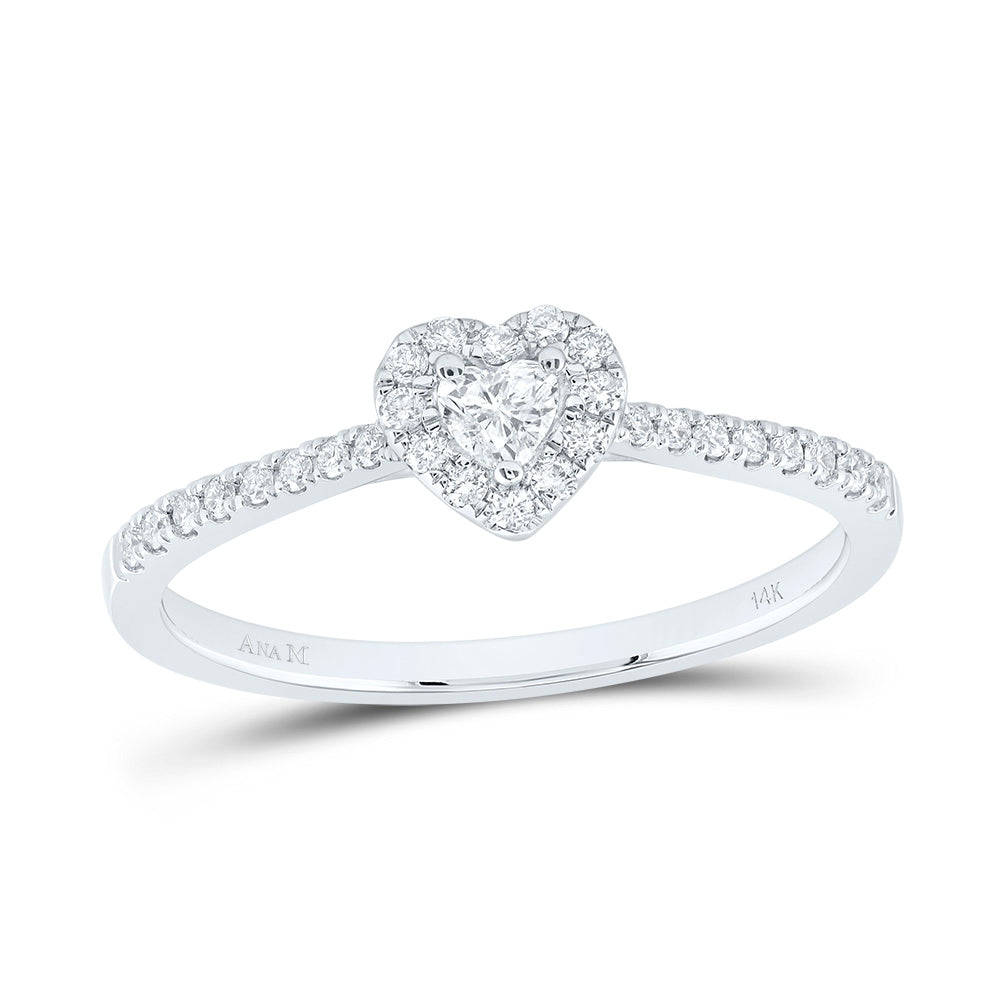 1/4Ctw-Nat Diamond Ana M Fashion Promise Heart Ring (1.75 grams)