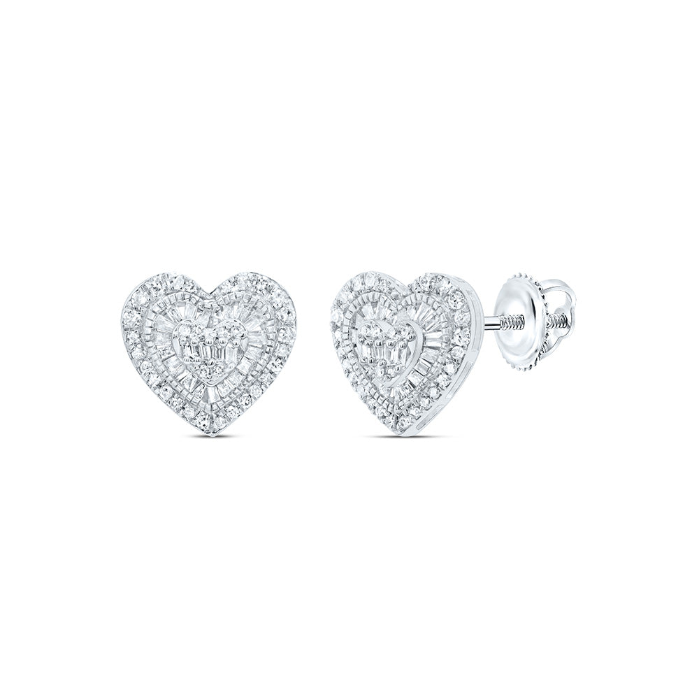 5/8Ctw-Nat Dia P1 Gift Heart Baguette Earring