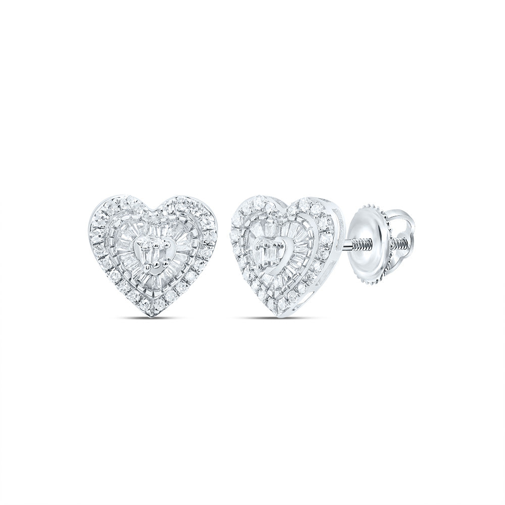3/8Ctw-Nat Dia P1 Gift Heart Baguette Earring