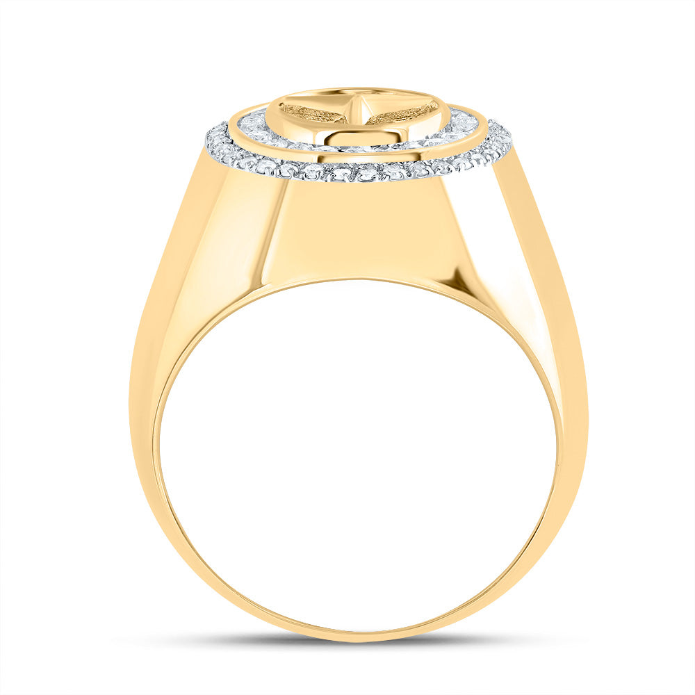 1/3Ctw-Nat Dia P1 10 Mm Round Onyx Black Mens Ring (5.81 grams)