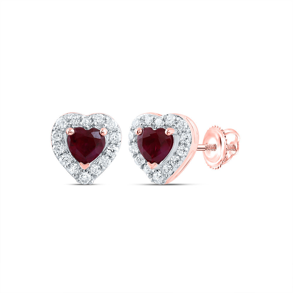 1/10Ctw-Nat Diamond 3Mm Ht-Ru Nat Gem Stud Heart Earring