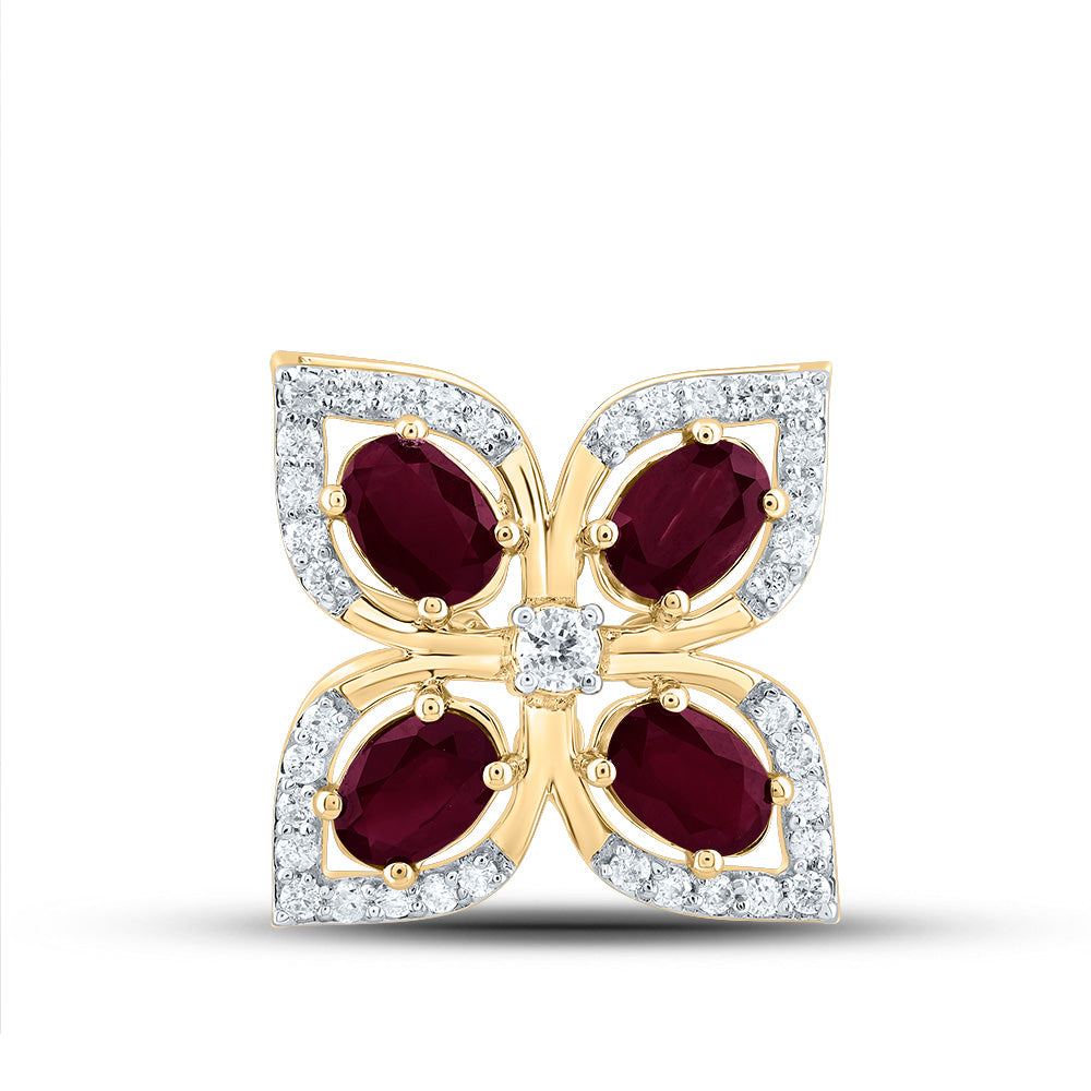 1/5Ctw-Nat Dia Cn 7/8Ctw-Ov-Ru Nat Gem Pendant (1.81 grams)