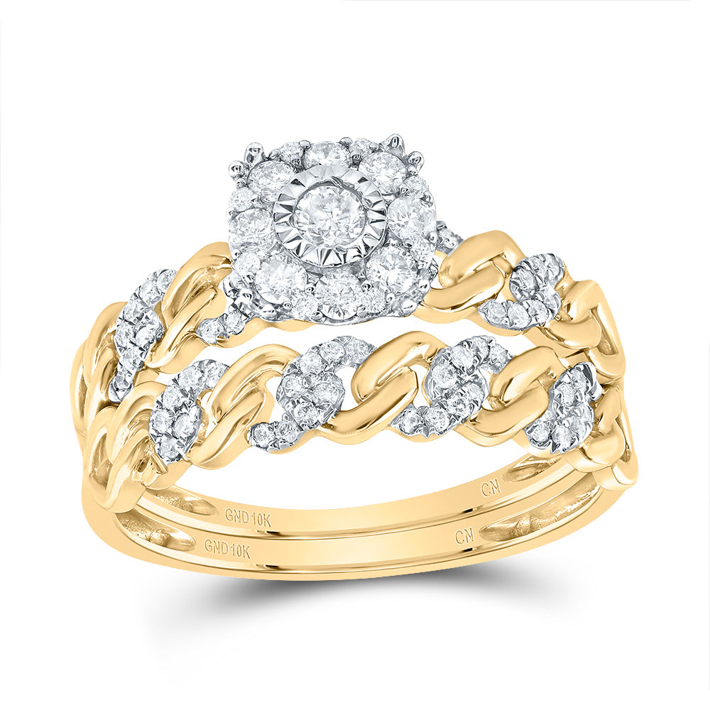 1/2Ctw-Nat Dia Cn Cuban Fashion Trio Set (5.29 grams)