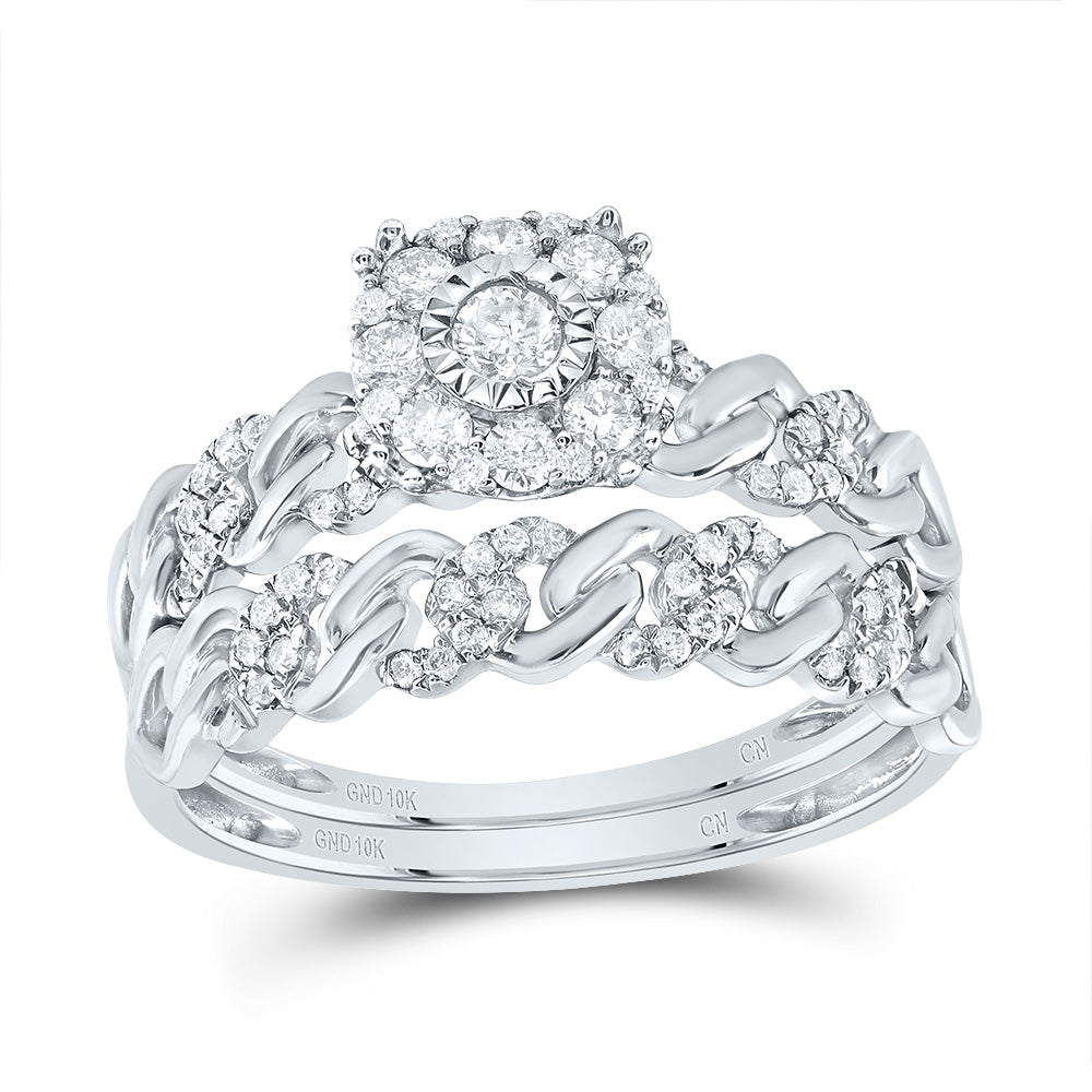 1/2Ctw-Nat Dia Cn Cuban Fashion Trio Set (5.42 grams)