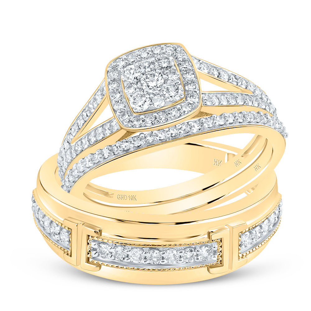 3/4Ctw-Nat Diamond Cushion Trio Set (6.42 grams)