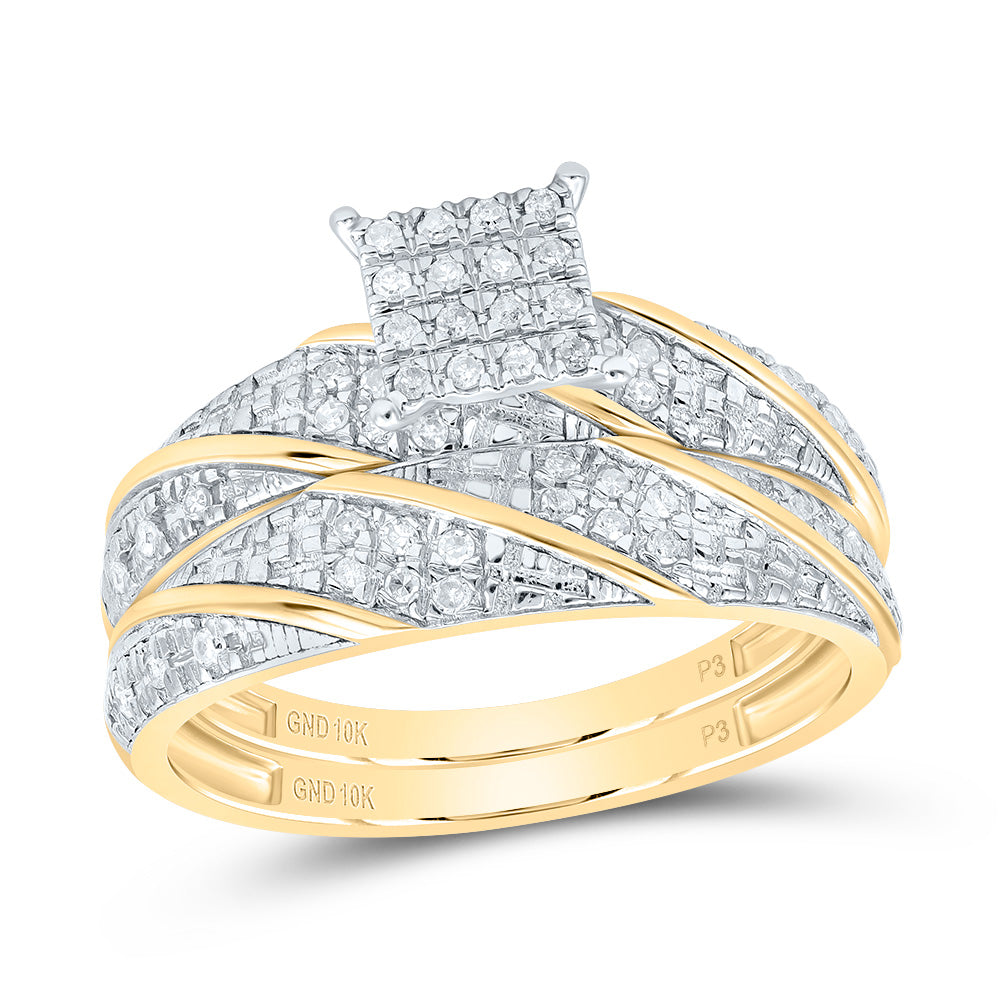 1/4Ctw-Nat Diamond Square Trio Set (4.55 grams)