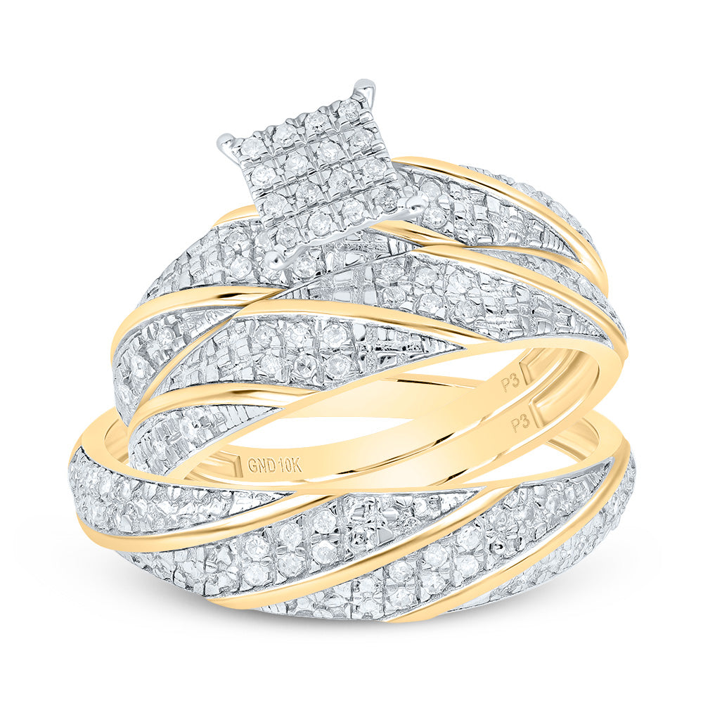 1/4Ctw-Nat Diamond Square Trio Set (4.55 grams)