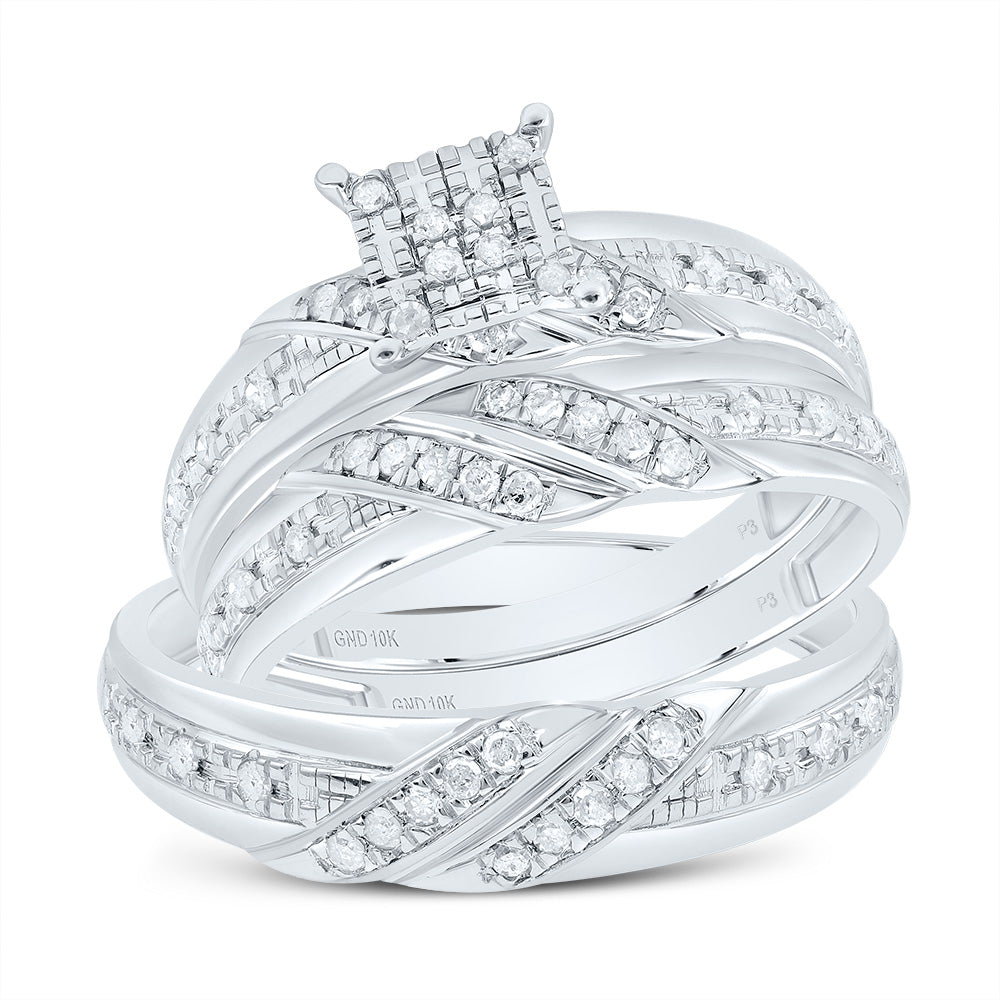 1/3Ctw-Nat Diamond Square Trio Set (5.56 grams)