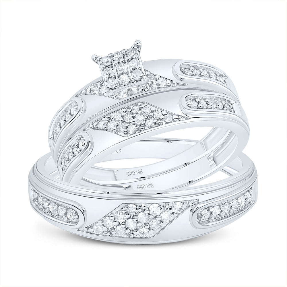 3/8Ctw-Nat Dia P3 Square Trio Set (5.96 grams)