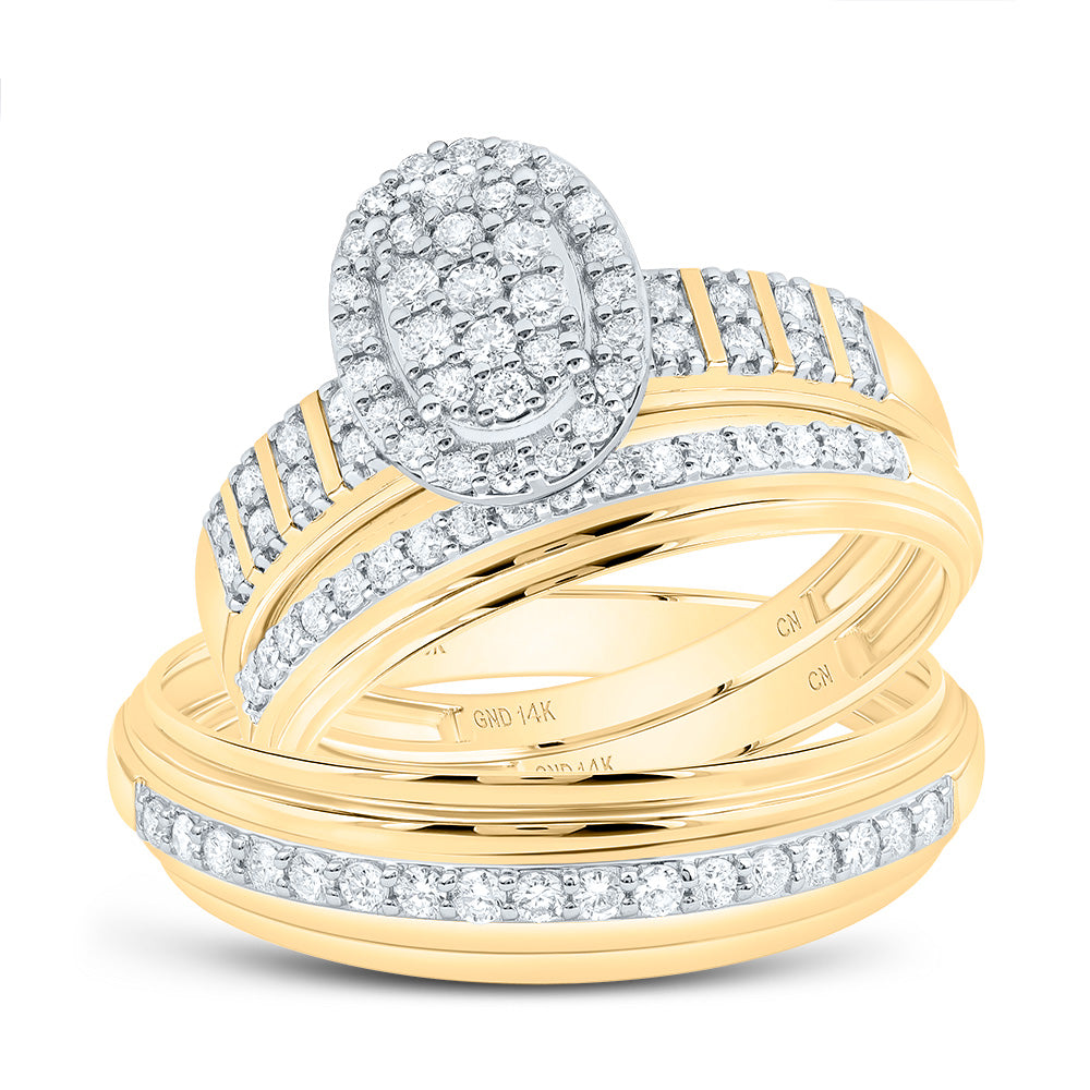 5/8Ctw-Nat Diamond Oval Trio Set (5.53 grams)