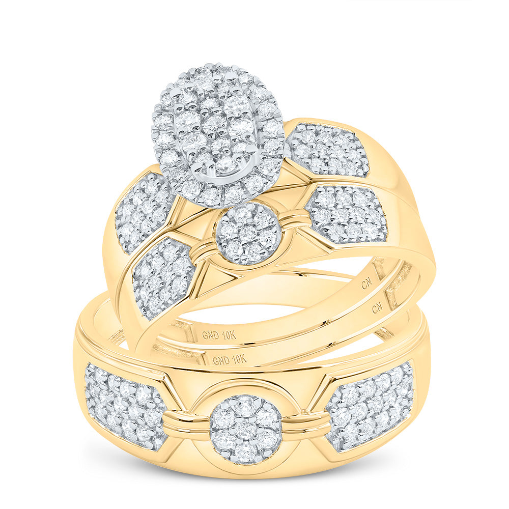 3/4Ctw-Nat Diamond Oval Trio Set (6.39 grams)