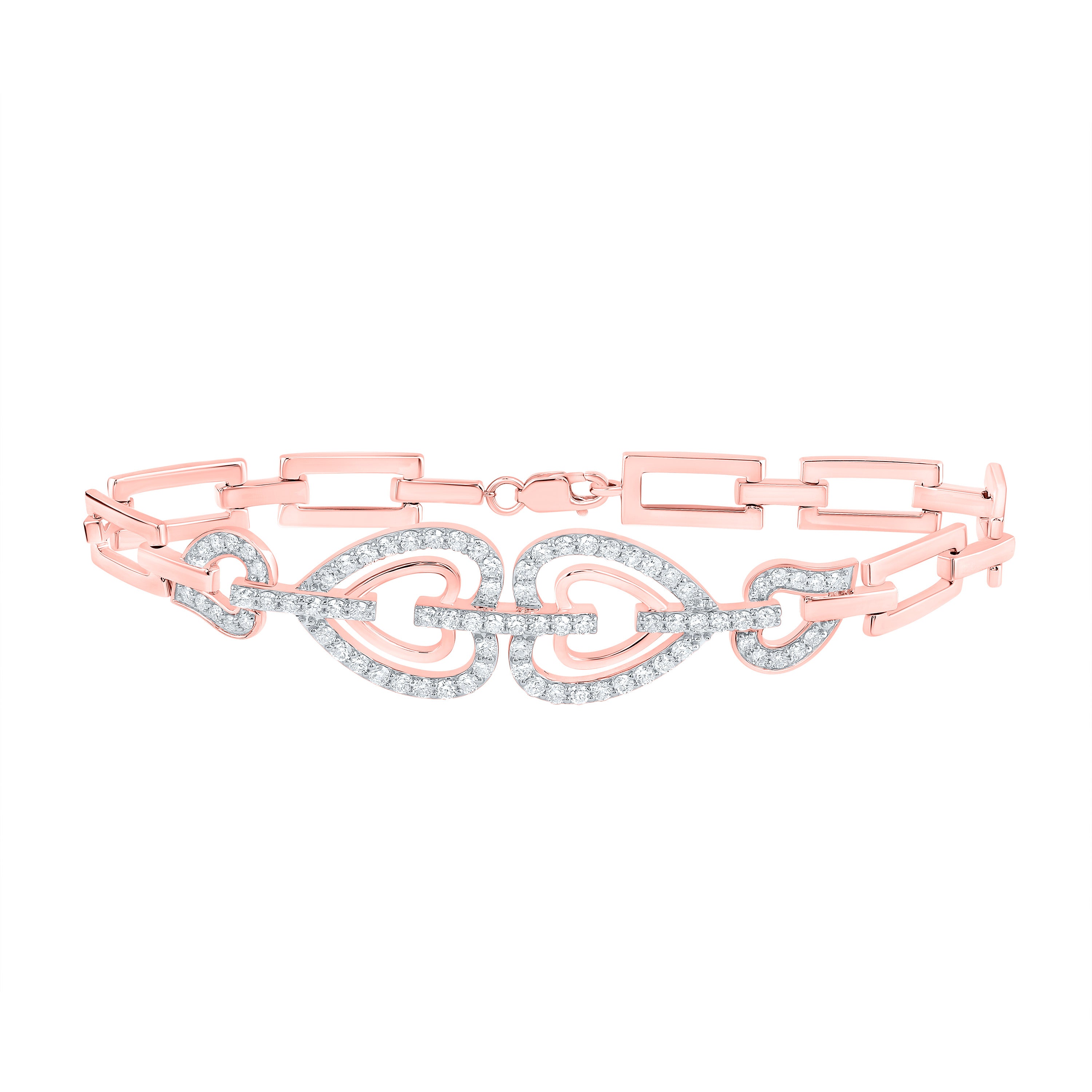 1 5/8Ctw-Nat Dia Cn Fashion Heart Bracelet (7 Inch) (12.08 grams)
