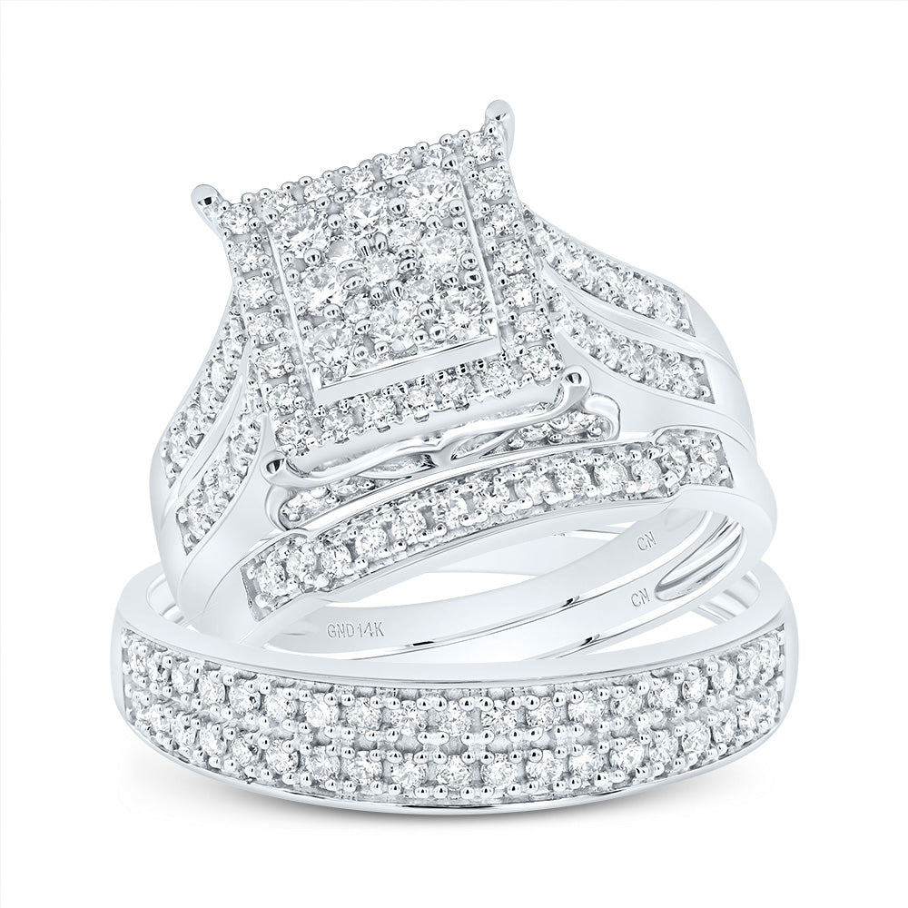 1 1/3Ctw-Dia Cn Square Trio Set (10.54 grams)