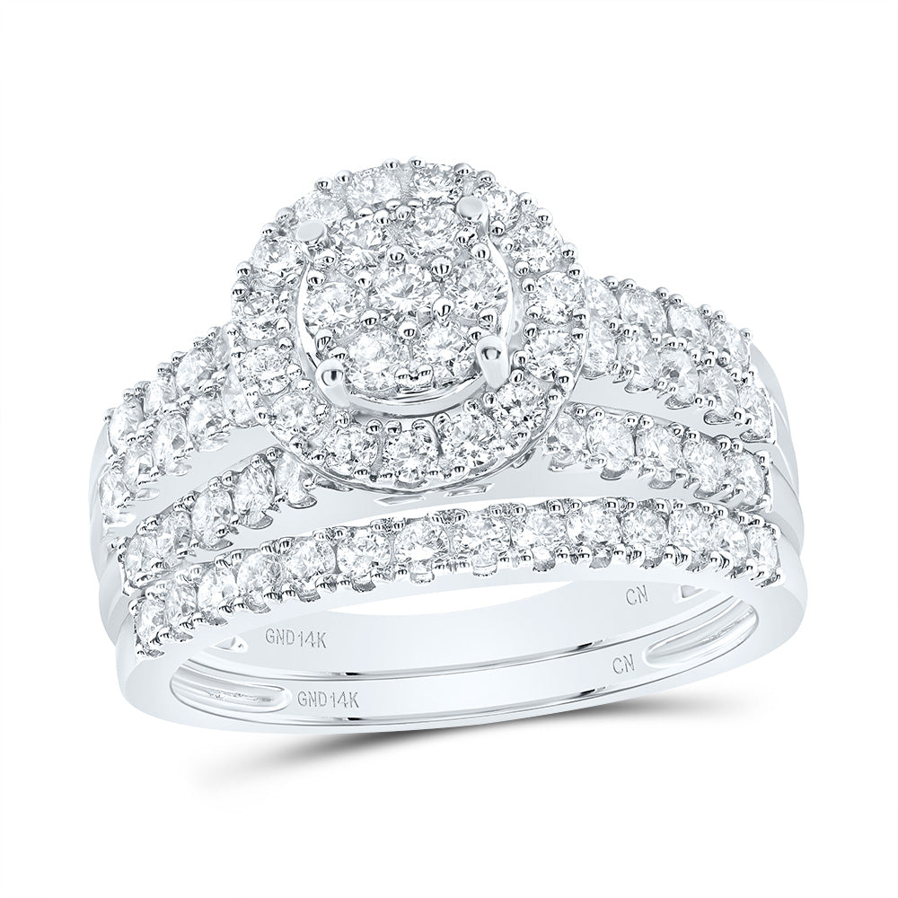 1 1/3Ctw-Dia Cn Round Single Halo Bridal Set (6.94 grams)