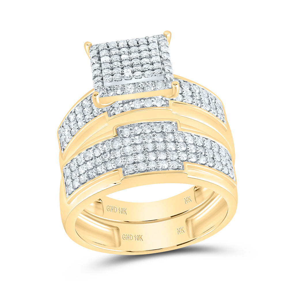 1 1/2Ctw-Diamond Square Trio Set (9.68 grams)