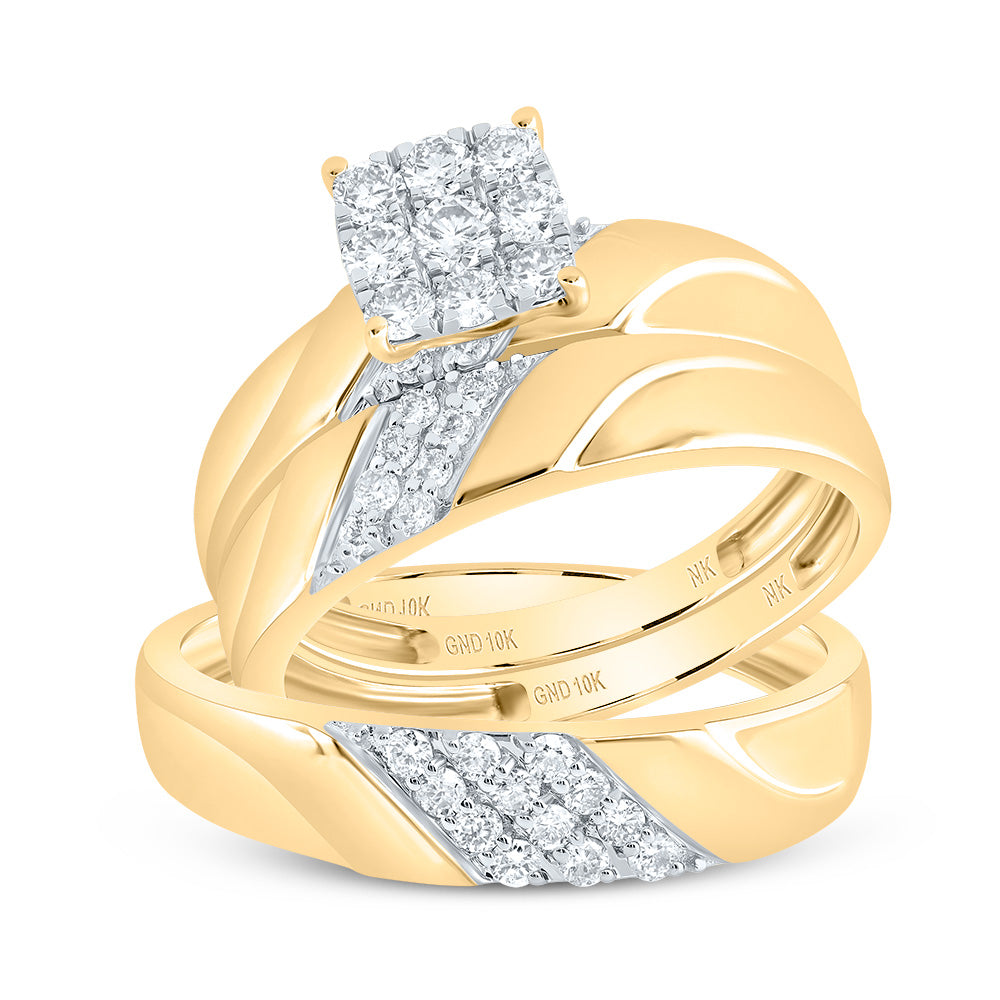 5/8Ctw-Dia Nk Square Trio Set (5.47 grams)