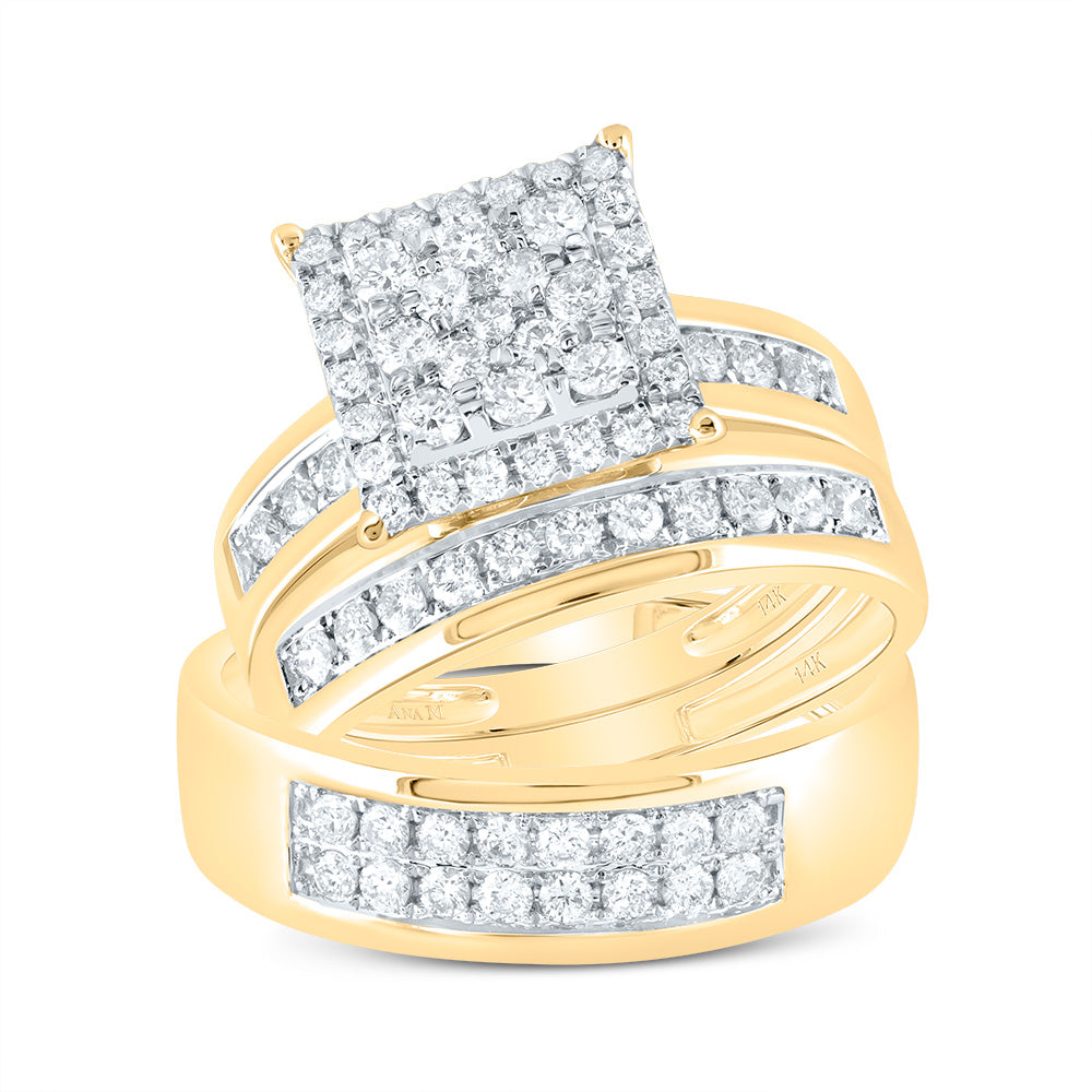 1Ctw-Diamond Ana M Square Trio Set (7.57 grams)