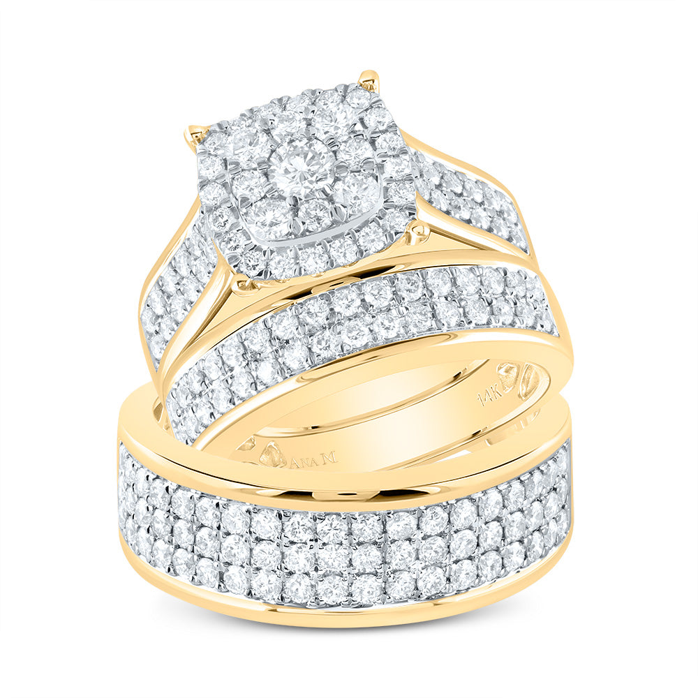 2 3/8Ctw-Diamond Ana M Cushion Trio Set (14.57 grams)