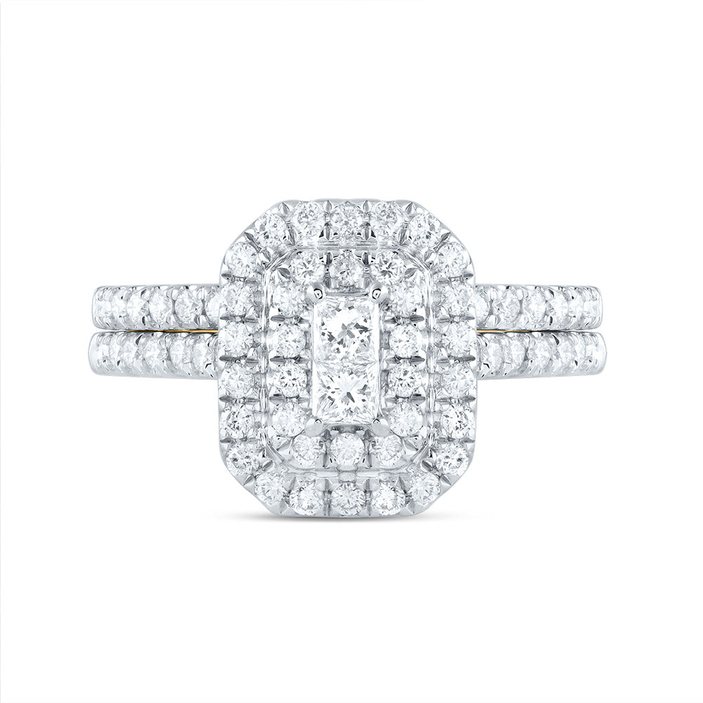 1Ctw-Dia Ana M Emerald Double Halo Fashion Bridal Set (4.28 grams)