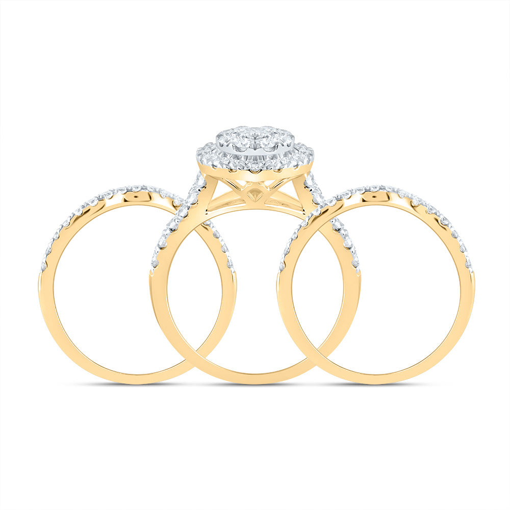 1 5/8Ctw-Dia Ana M Round Single Halo Fashion Bridal Set (7.44 grams)