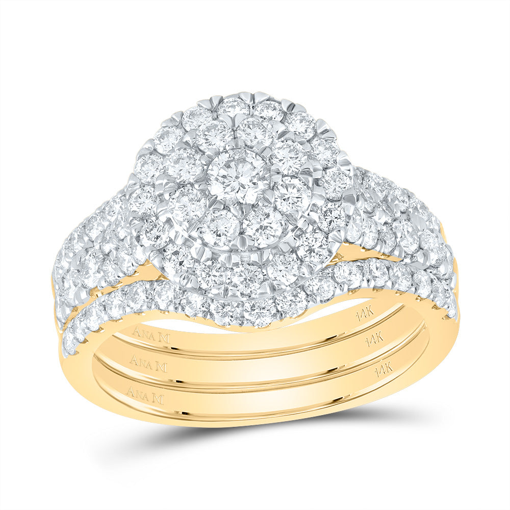 1 5/8Ctw-Dia Ana M Round Single Halo Fashion Bridal Set (7.44 grams)