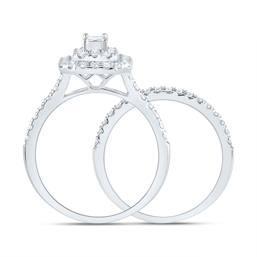 1Ctw-Dia Ana M Emerald Double Halo Fashion Bridal Set (4.33 grams)