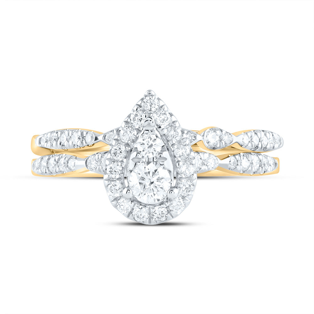 5/8Ctw-Dia Ana M Pear Single Halo Fashion Bridal Set (5.07 grams)