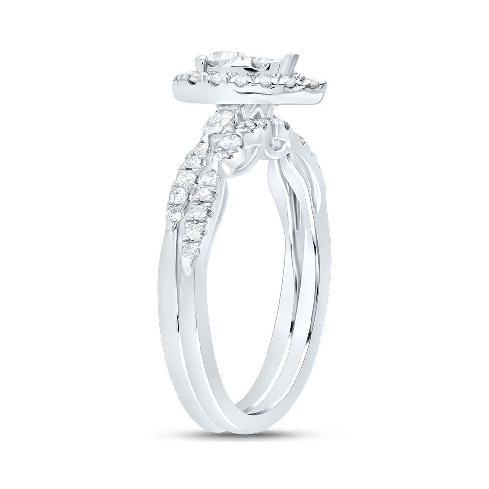 5/8Ctw-Dia Ana M Pear Single Halo Fashion Bridal Set (5.07 grams)