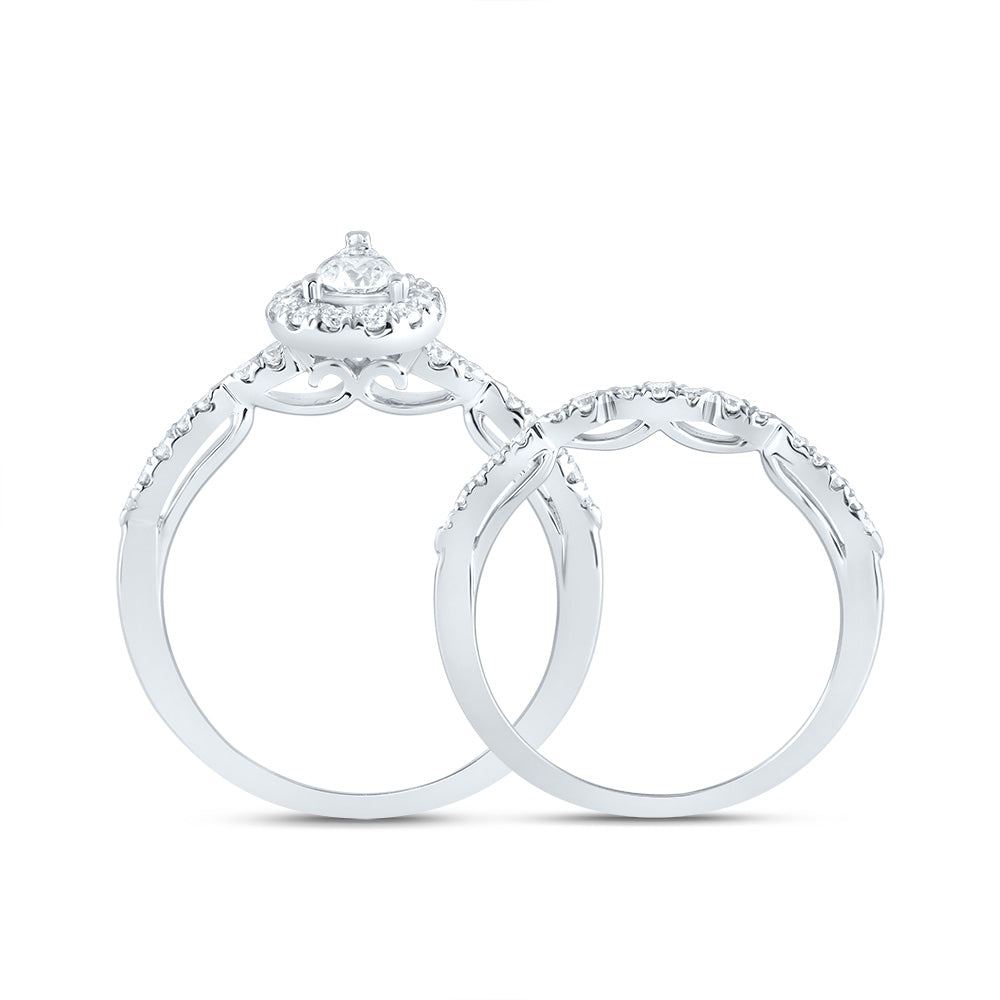 5/8Ctw-Dia Ana M Pear Single Halo Fashion Bridal Set (5.07 grams)